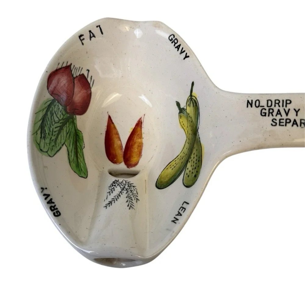 Vintage No Drip Gravy Separator‎ Ceramic Vegatables Country Core Decor E72Q